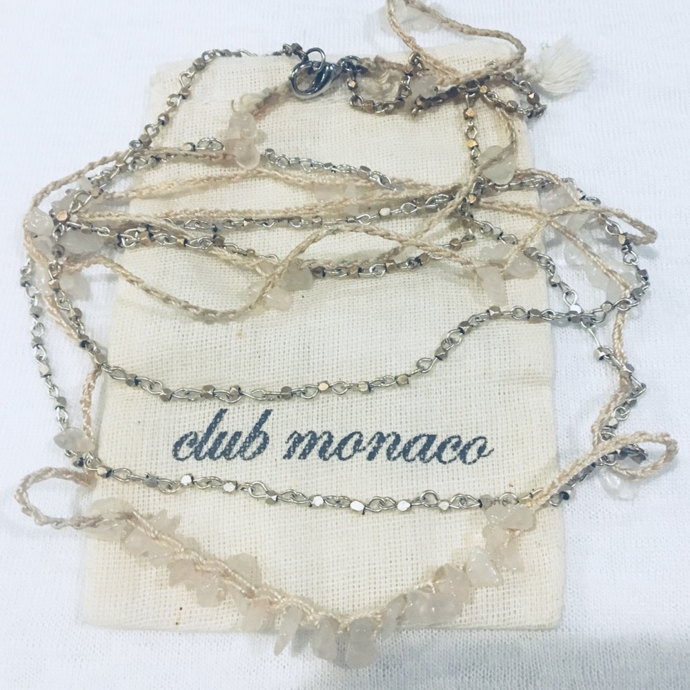 Club Monaco Pink Crochet Rose Quartz Necklace